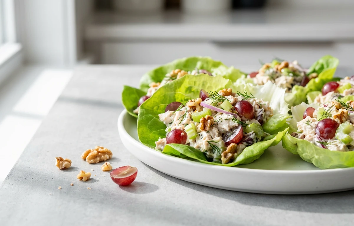 Chicken Salad Lettuce Cups with Grapes
