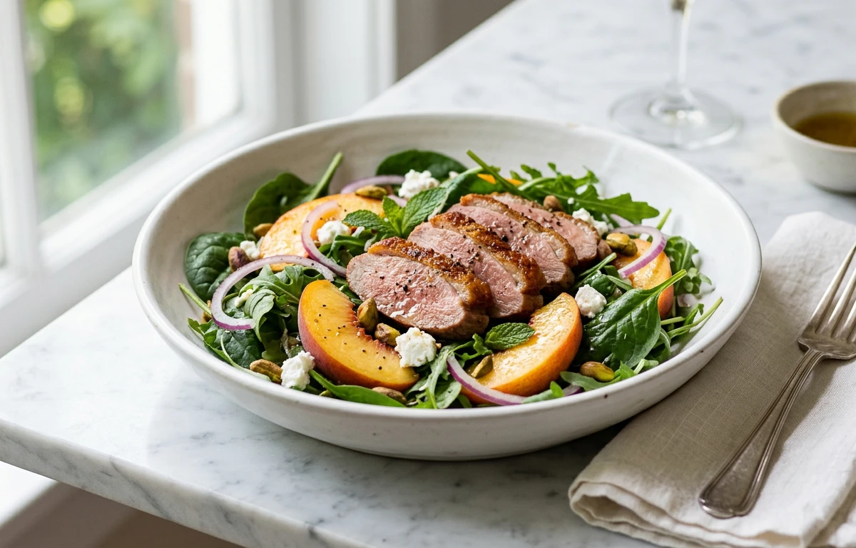 Chicken Salad with Peaches & Greens