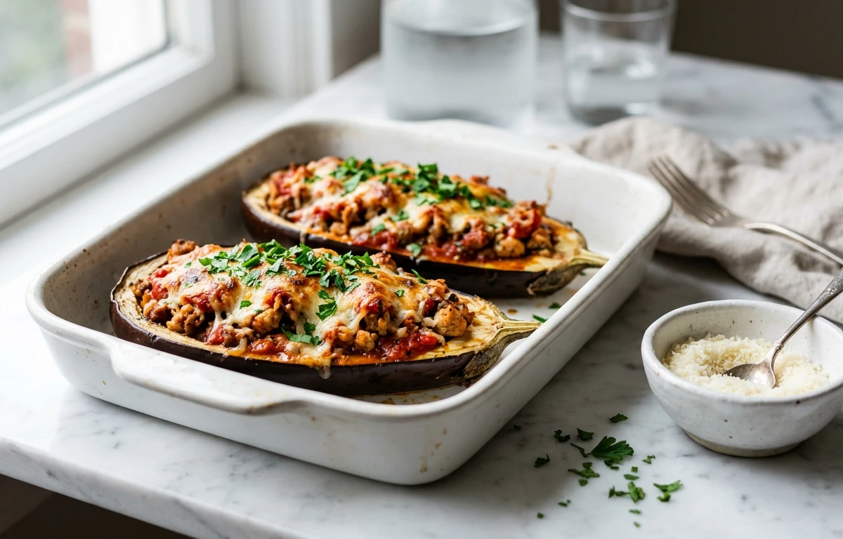 Chicken-Stuffed Eggplant Boats