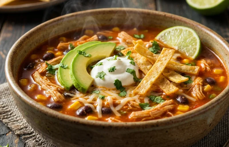 Chicken Tortilla Soup with Avocado