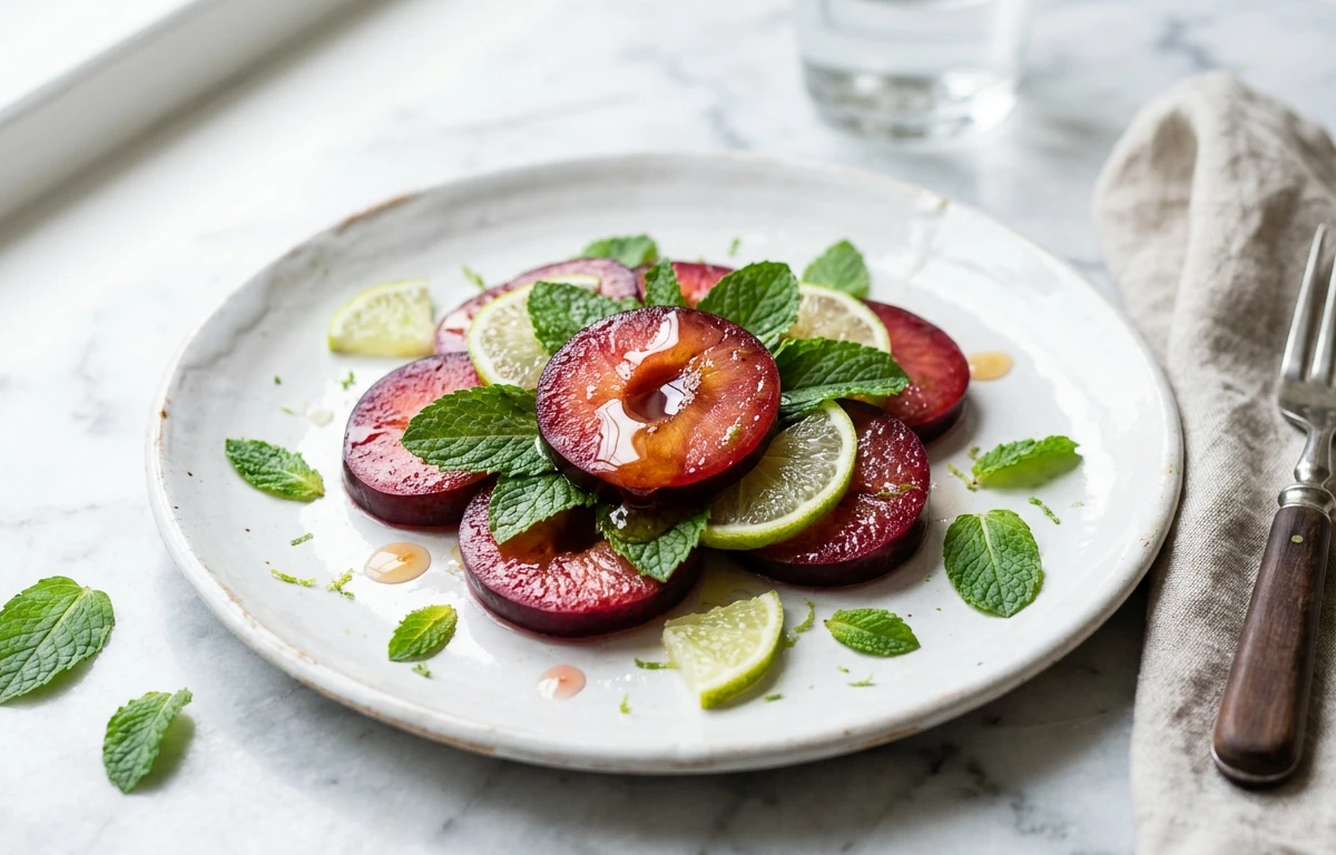 Chilled Plum & Mint Slices