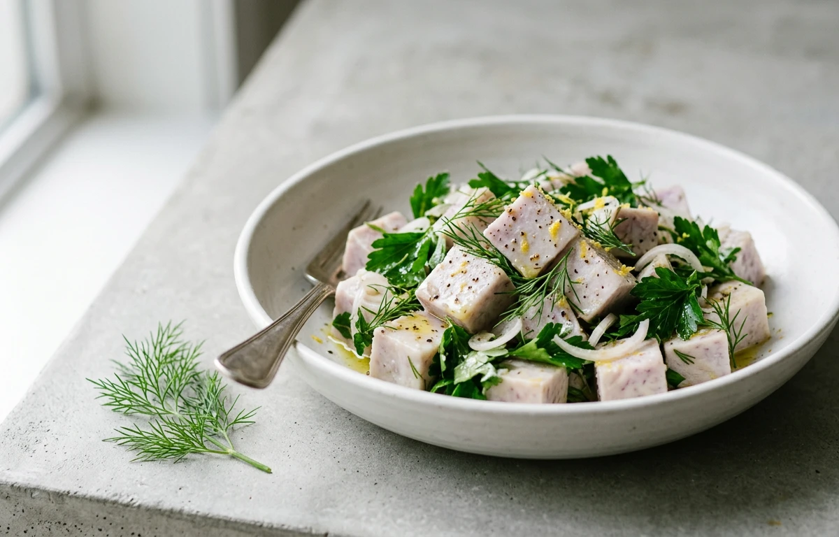 Chilled Taro & Herb Salad