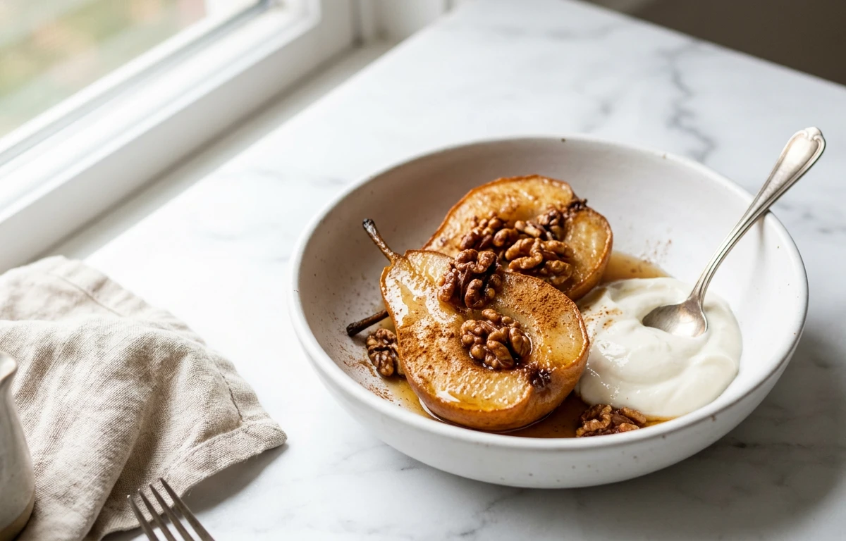 Cinnamon Baked Pears with Walnuts