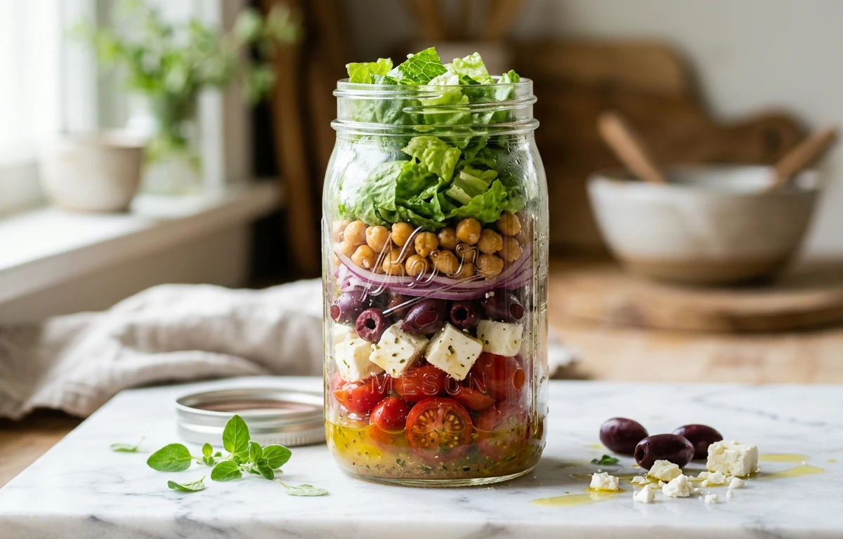 Classic Mason Jar Greek Salad