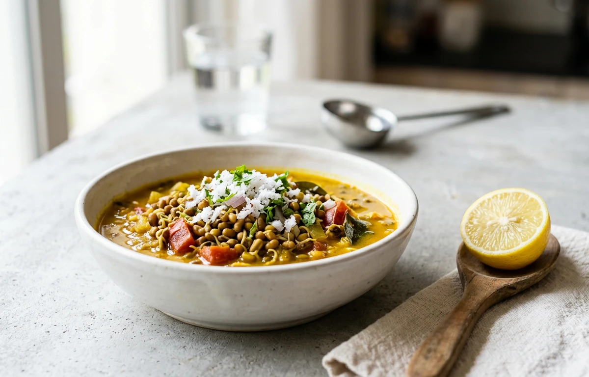 Classic Matki Usal (Sprouted Bean Curry)