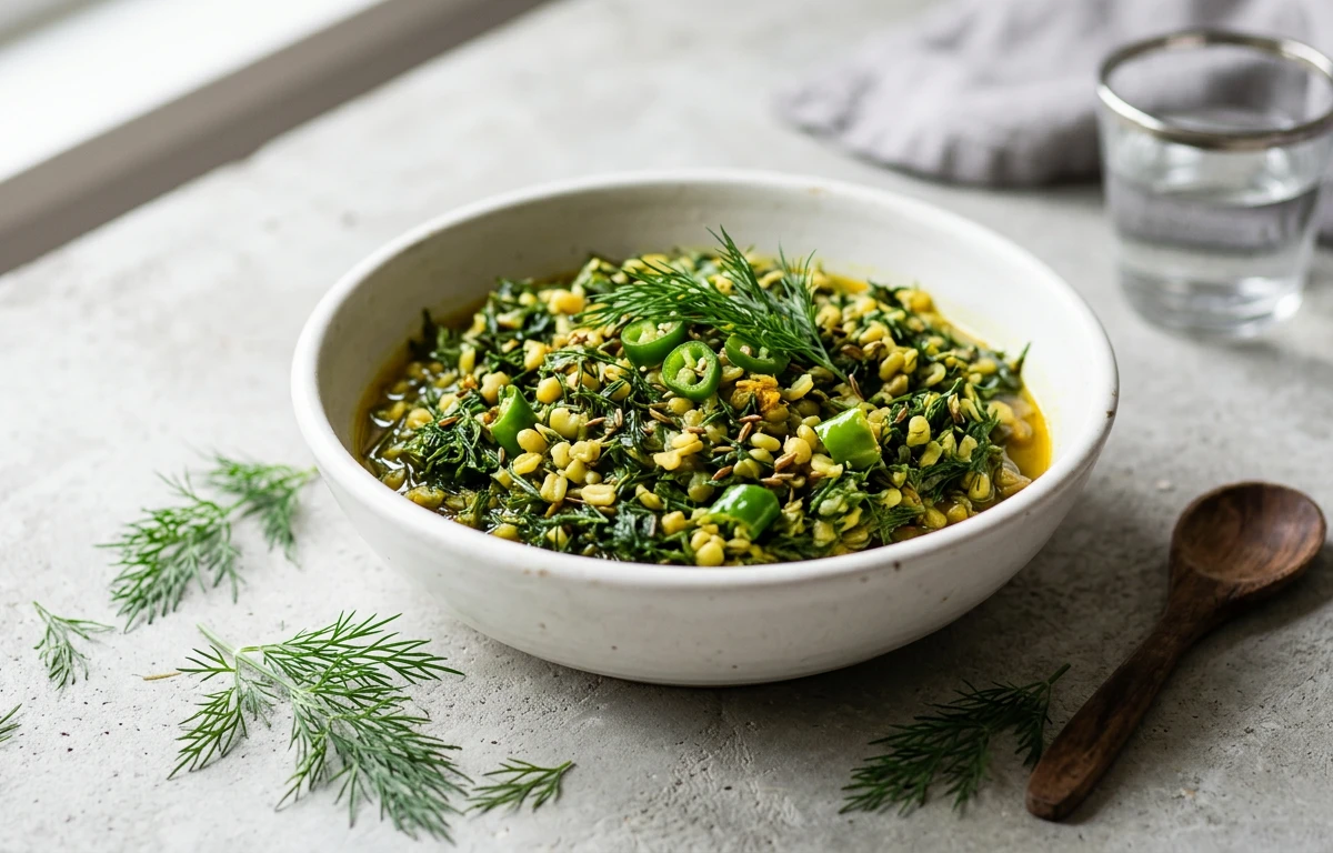 Classic Shepu Bhaji with Moong Dal