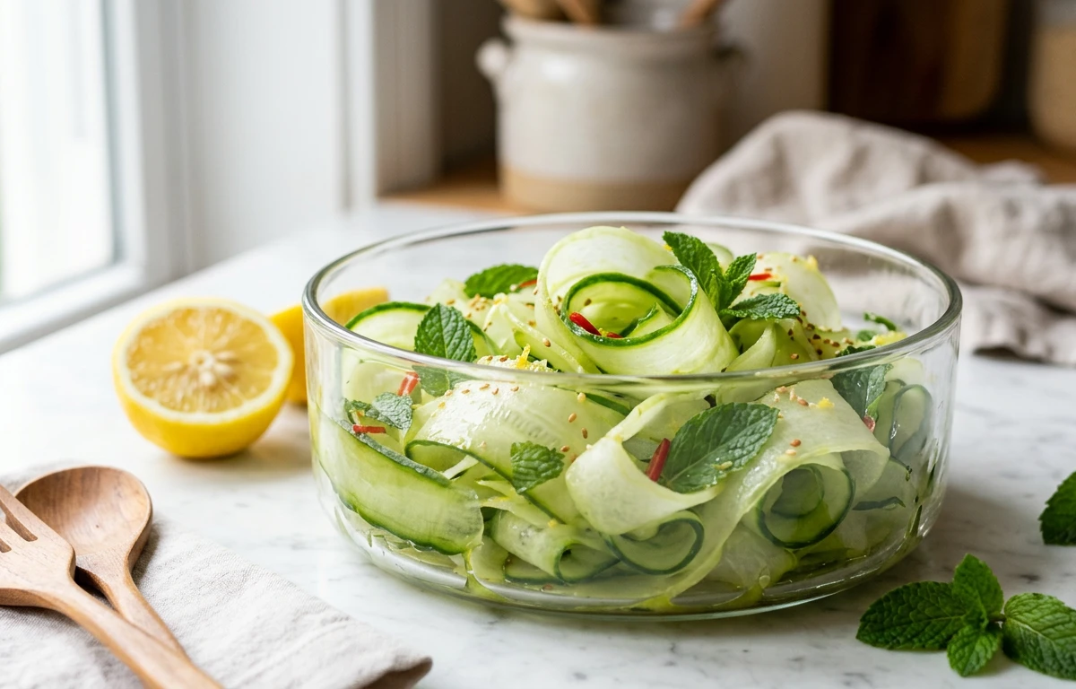 Cooling Chayote & Cucumber Ribbon Salad