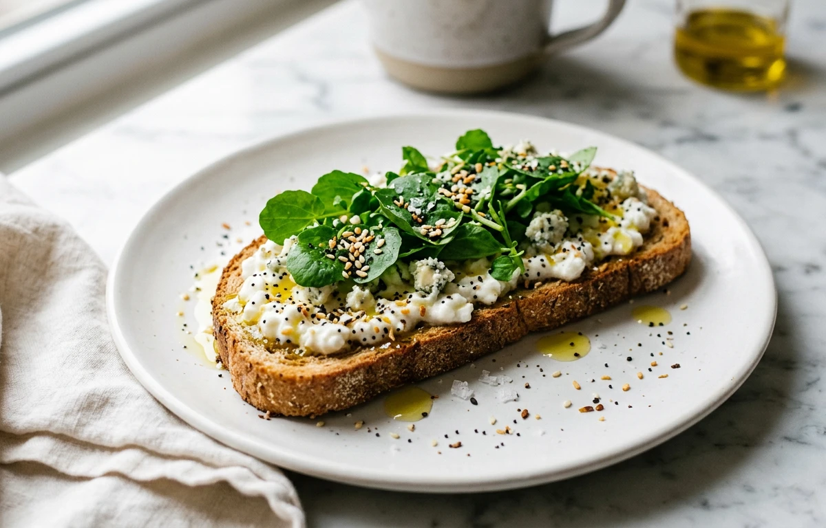 Cottage Cheese & Watercress Toast