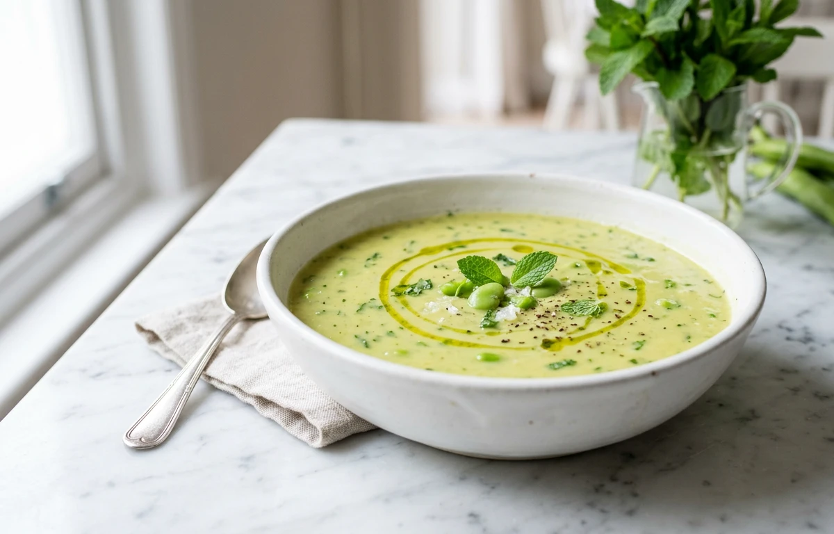 Creamy Broad Bean & Mint Soup