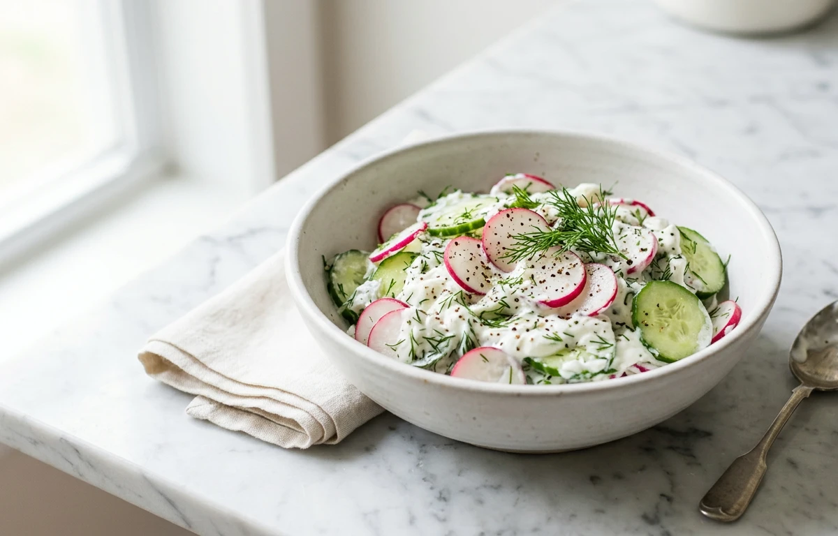 Creamy Radish & Cucumber Yogurt Salad