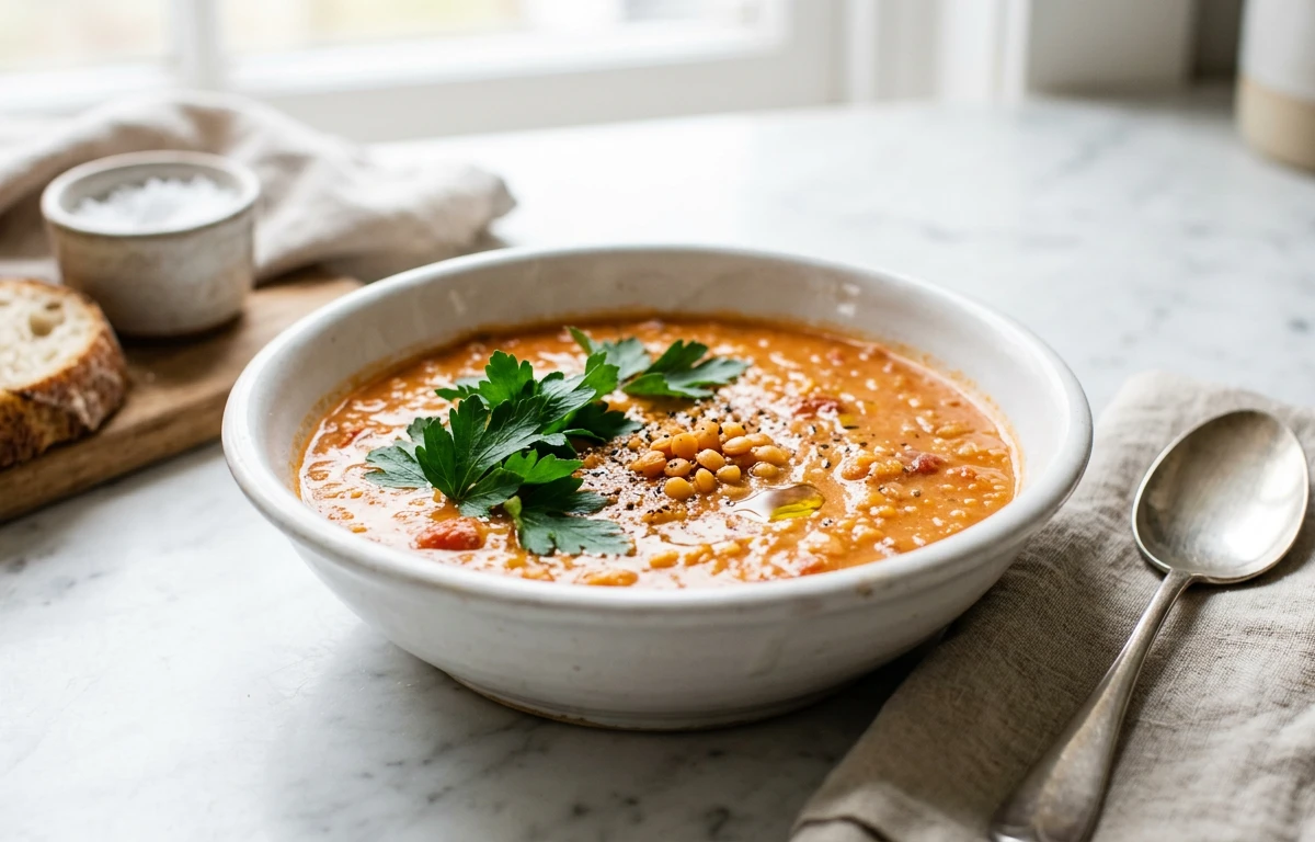 Creamy Tomato & Red Lentil Soup