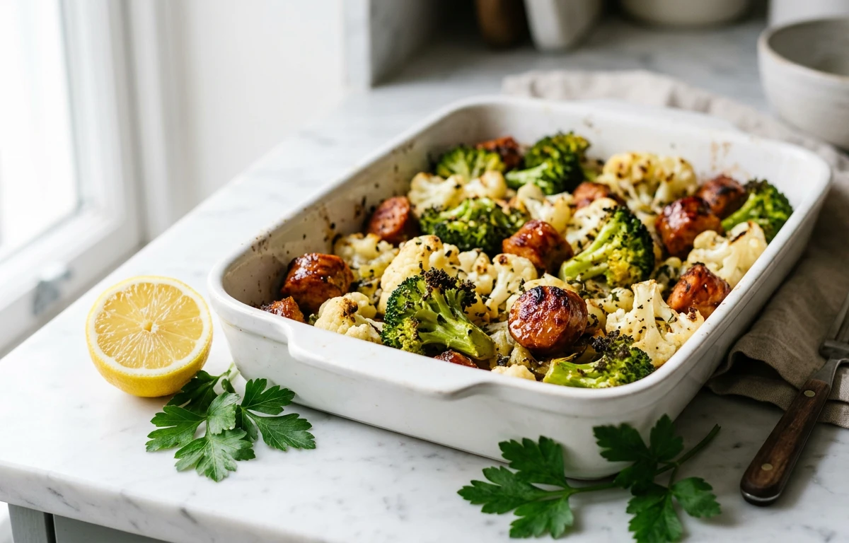 Cruciferous & Sausage Tray Bake