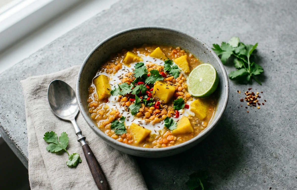 Curried Yam and Lentil Soup
