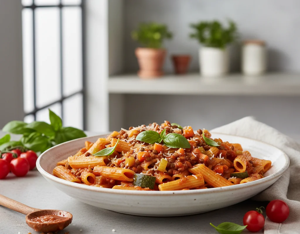 Vegetable Lentil Marinara Pasta