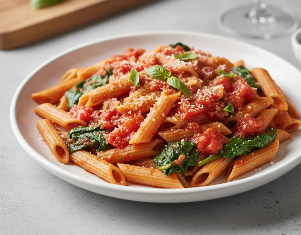 Lentil Pasta with Marinara and Spinach