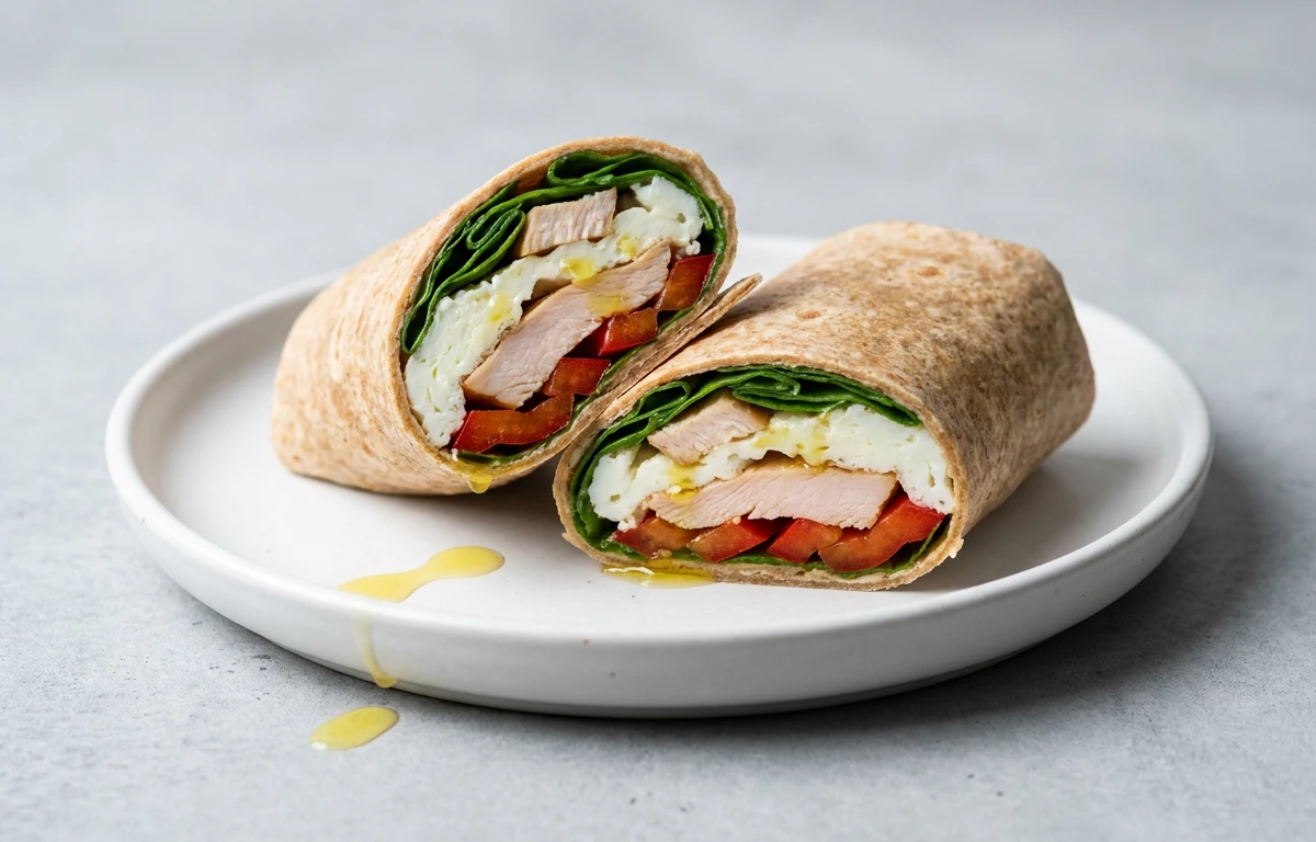 Egg Whites And Smoked Chicken In Wrap