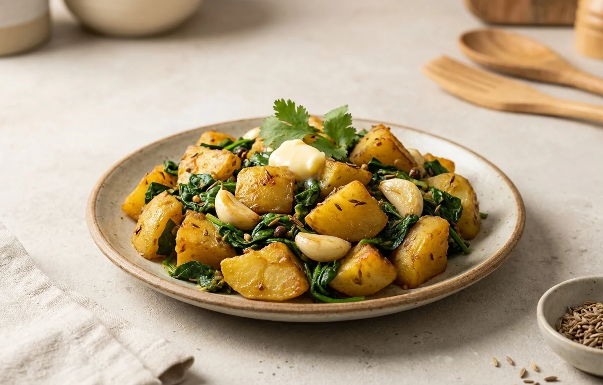 Garlic Aloo Palak Sabzi
