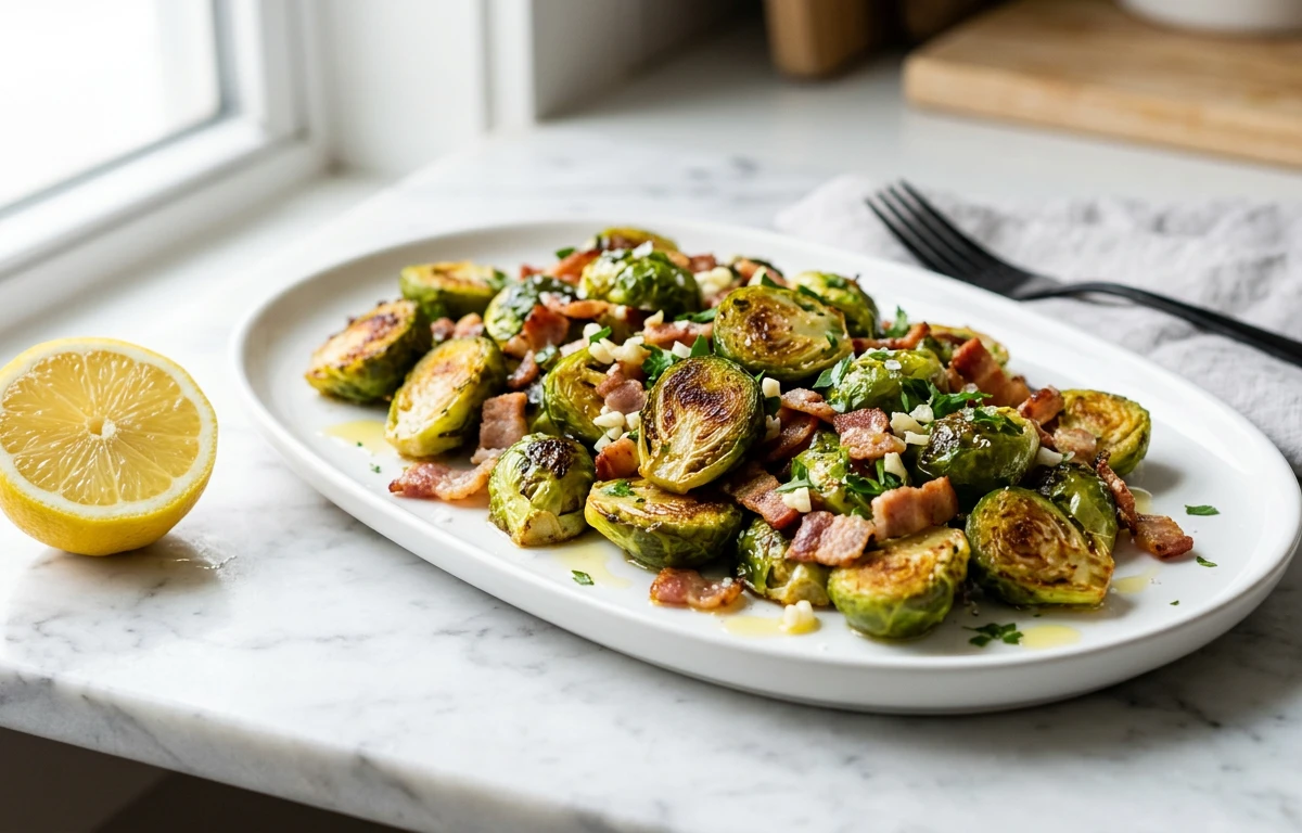 Garlic-Bacon Sautéed Sprouts