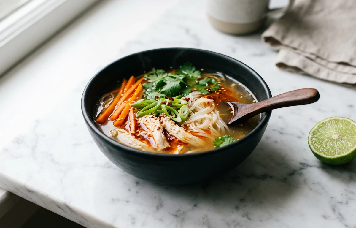 Ginger Chicken & Rice Noodle Soup