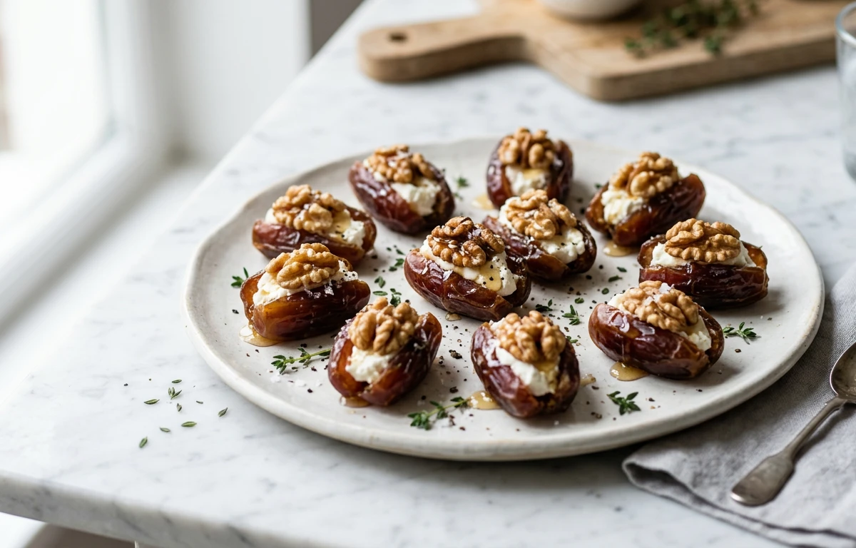 Goat Cheese & Walnut Stuffed Dates
