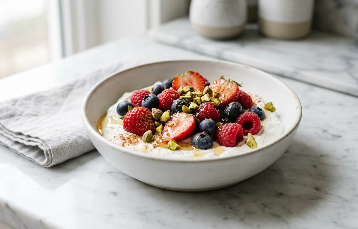 Greek Yogurt Bowl with Berries & Pistachios