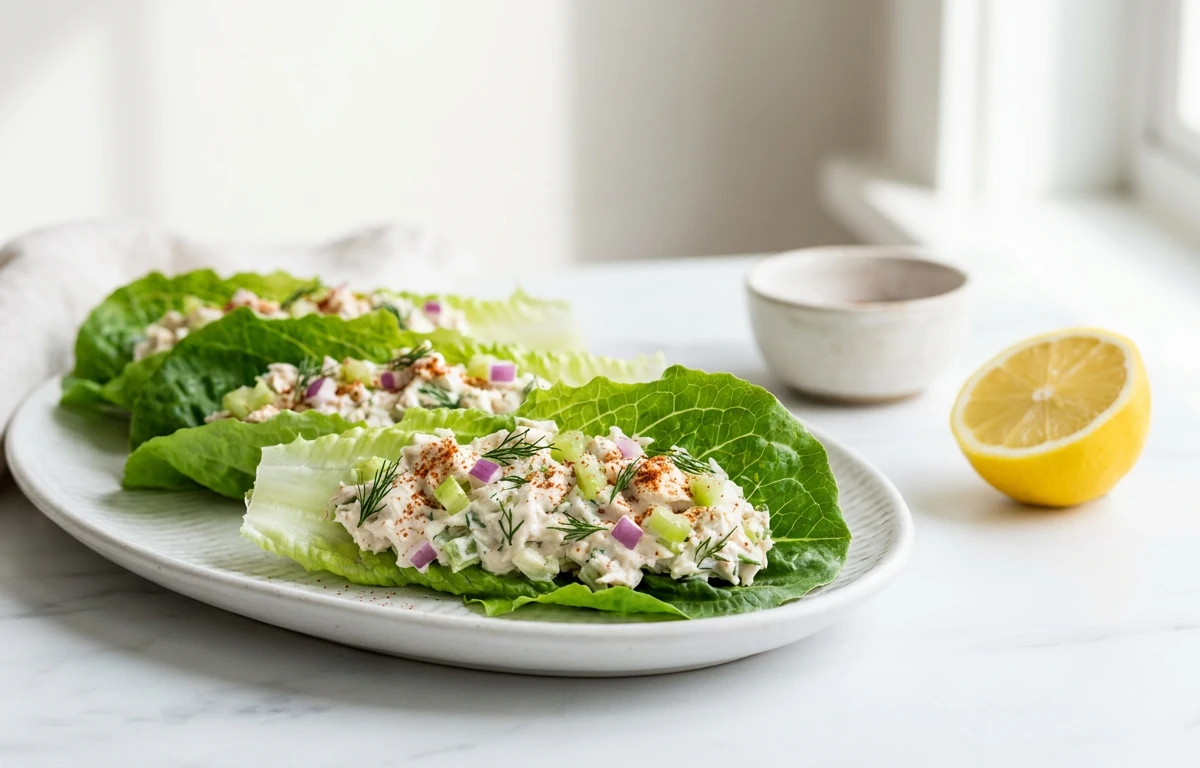 Greek Yogurt Tuna Lettuce Wraps