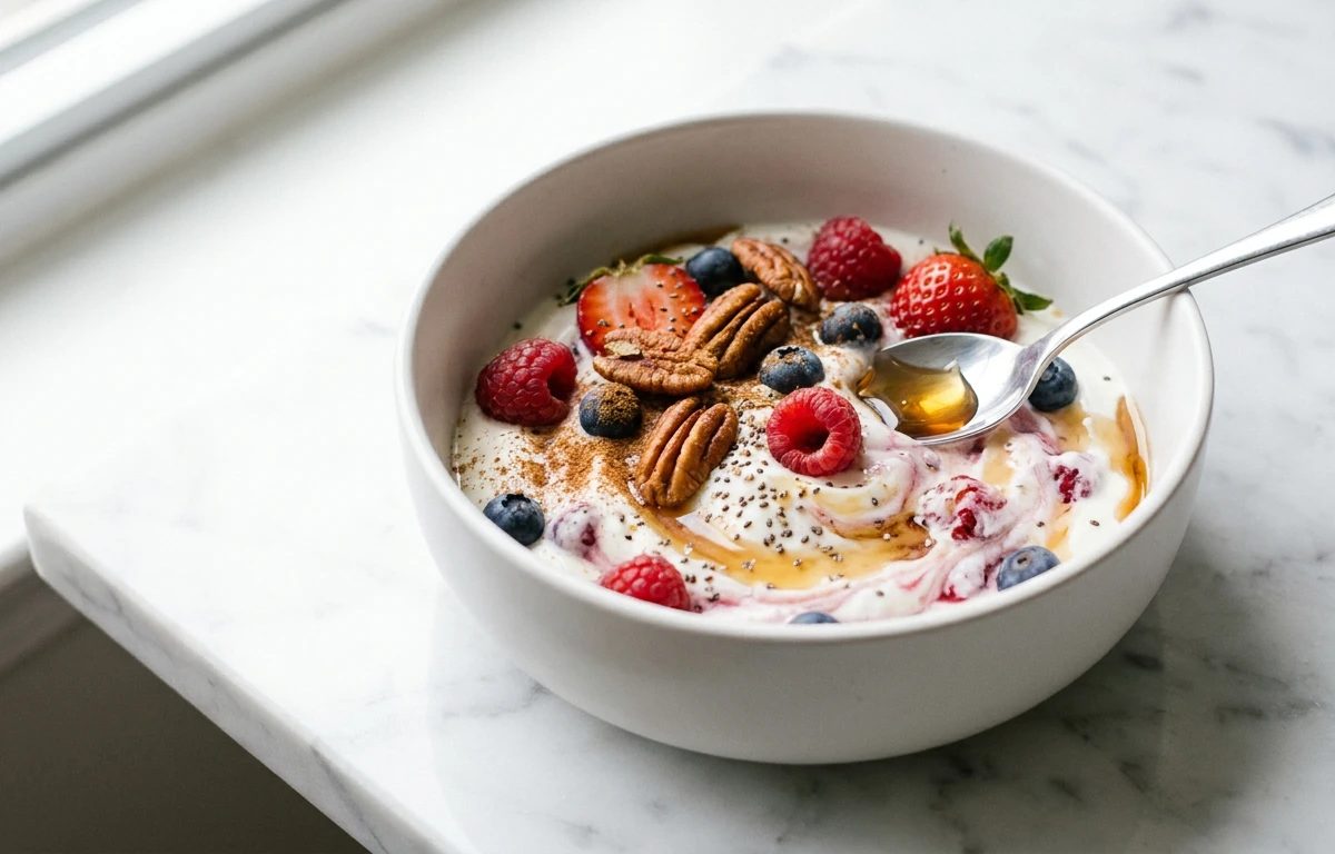 Greek Yogurt with Berries & Pecans