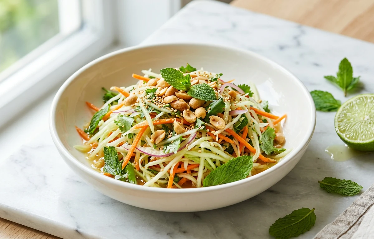 Green Papaya & Carrot Slaw with Ginger-Lime Dressing