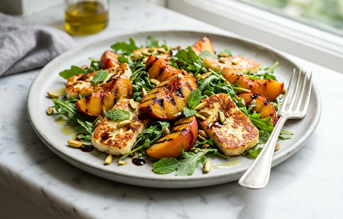 Grilled Nectarine & Halloumi Salad