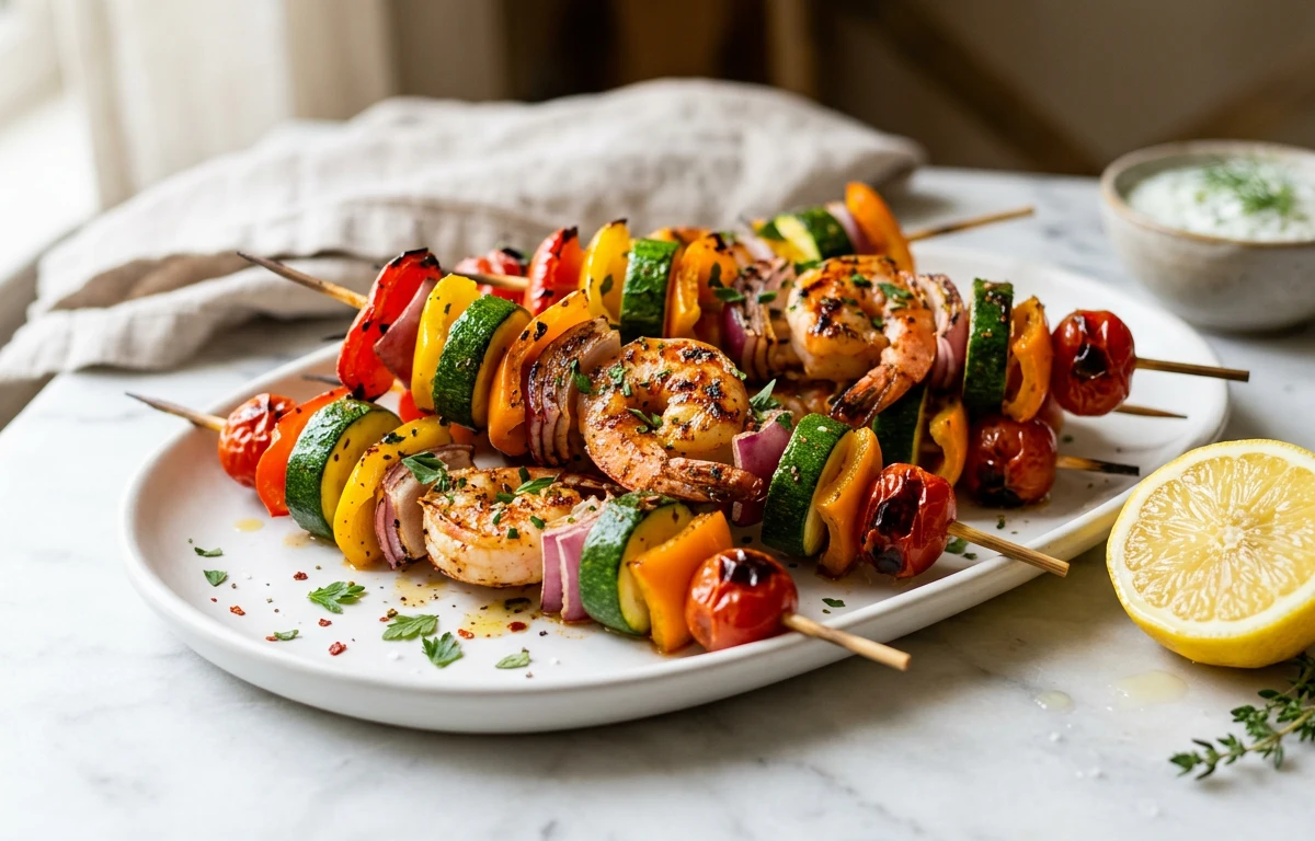 Grilled Shrimp & Veggie Skewers