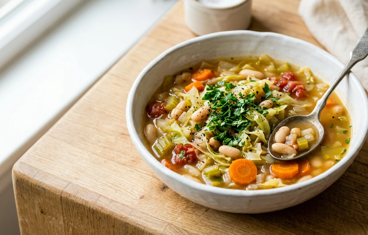 Hearty Cabbage and White Bean Soup