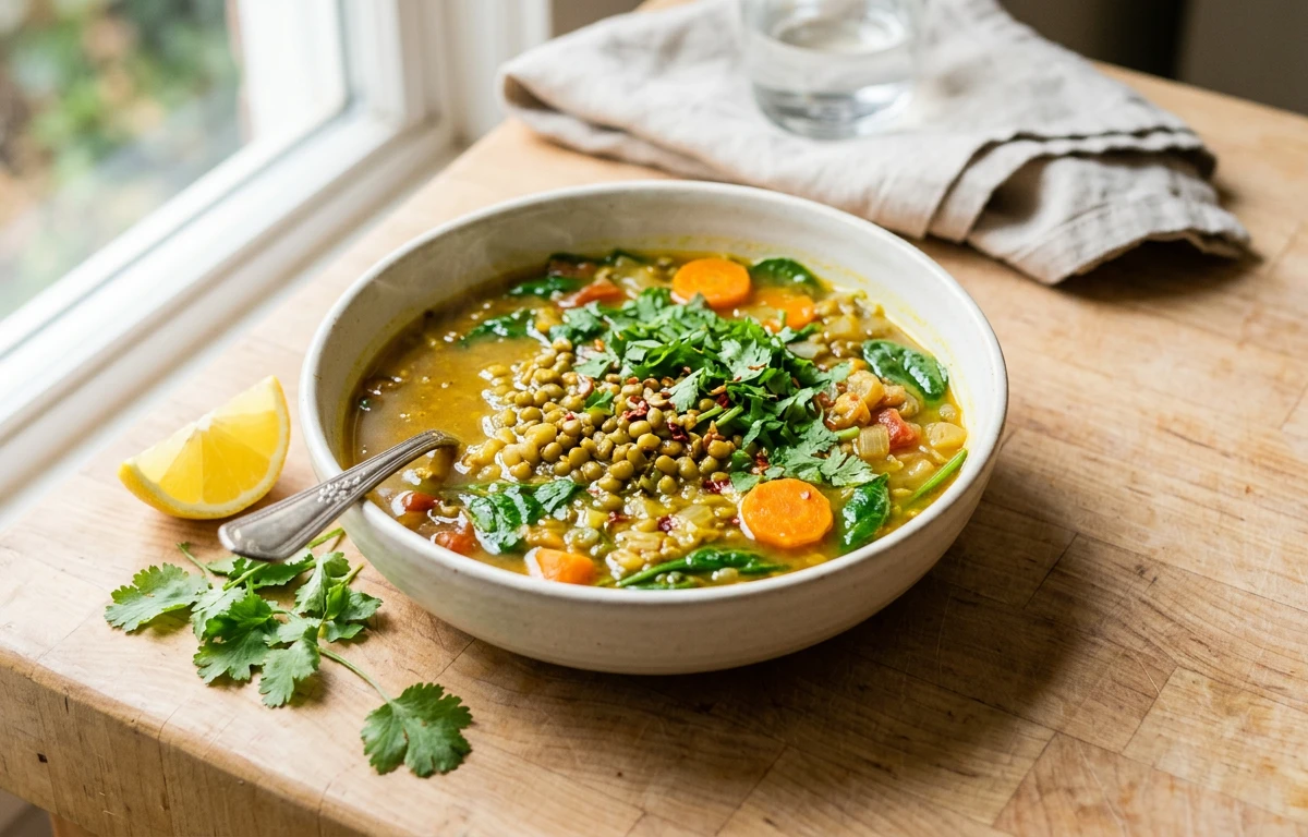 Hearty Green Gram & Veggie Soup