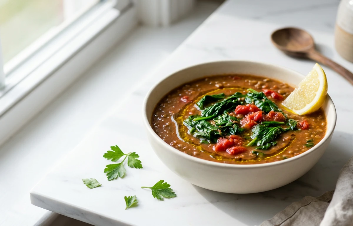 Hearty Lentil & Spinach Soup