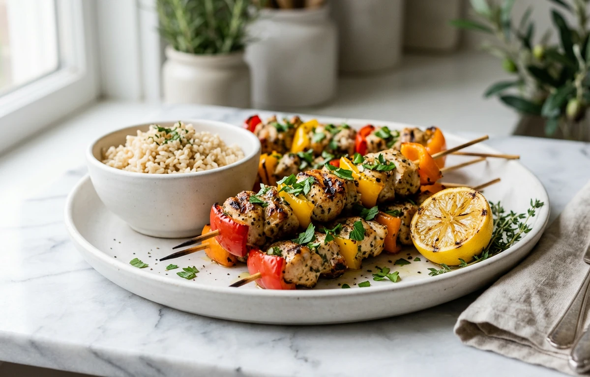 Herb Chicken & Pepper Skewers