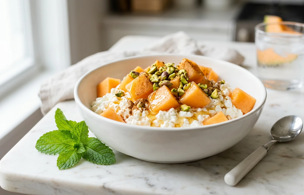 High-Protein Cantaloupe & Cottage Cheese Bowl