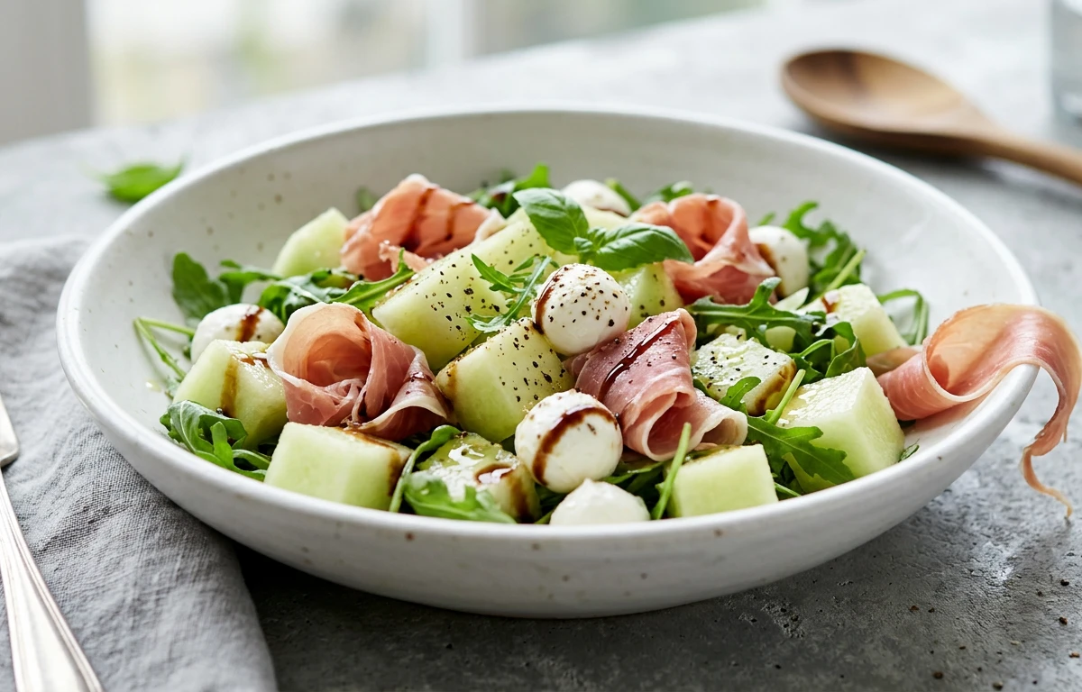 Honeydew, Prosciutto & Mozzarella Salad
