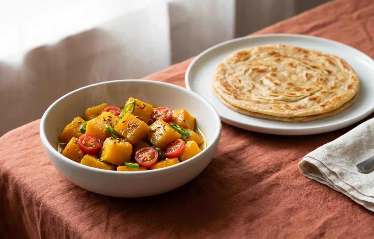 Kaddu Sabzi With Paratha