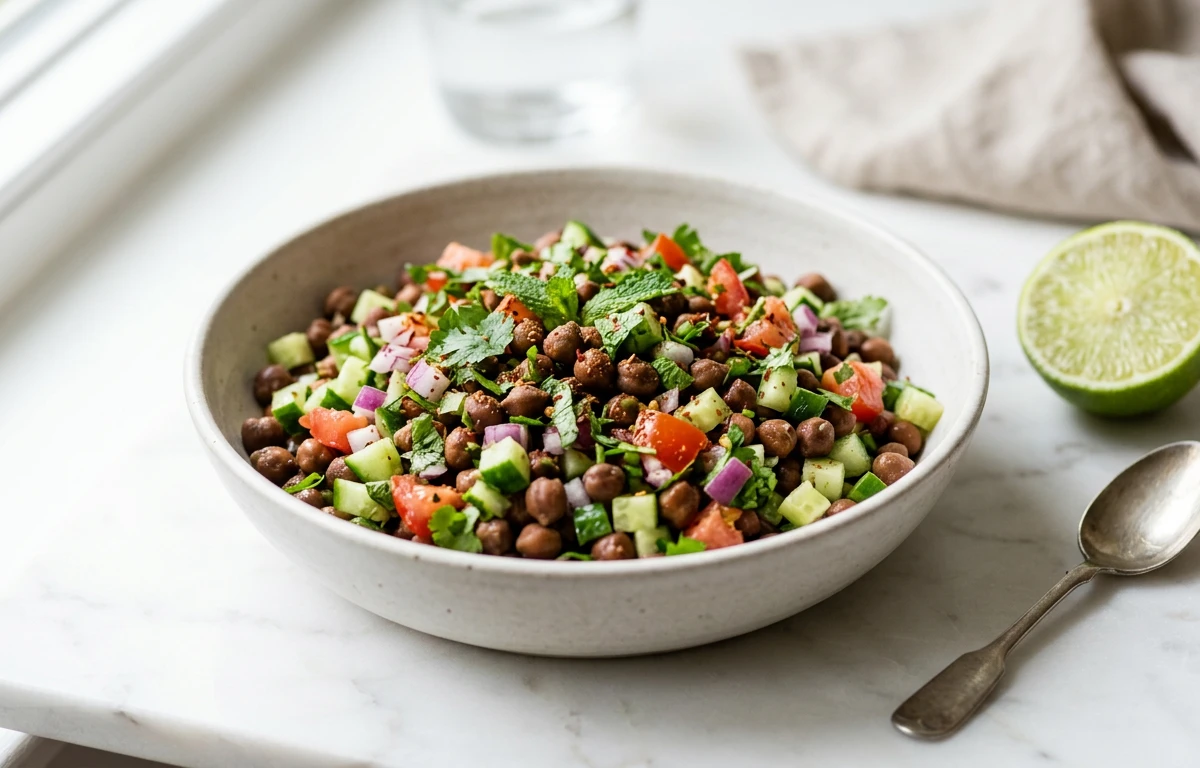 Kala Chana Salad with Cucumber & Mint