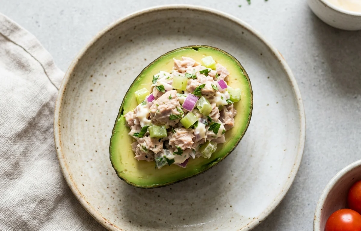 Keto Tuna Salad In Avocado Boat