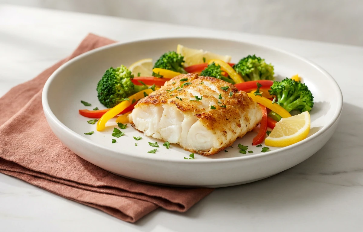 Lemon Herb Baked Cod with Roasted Veggies