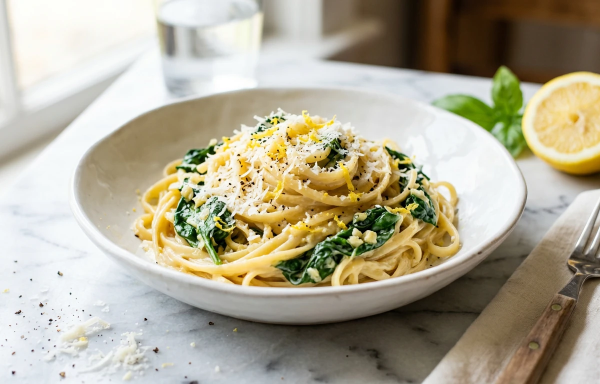 Lemon Ricotta Pasta with Spinach