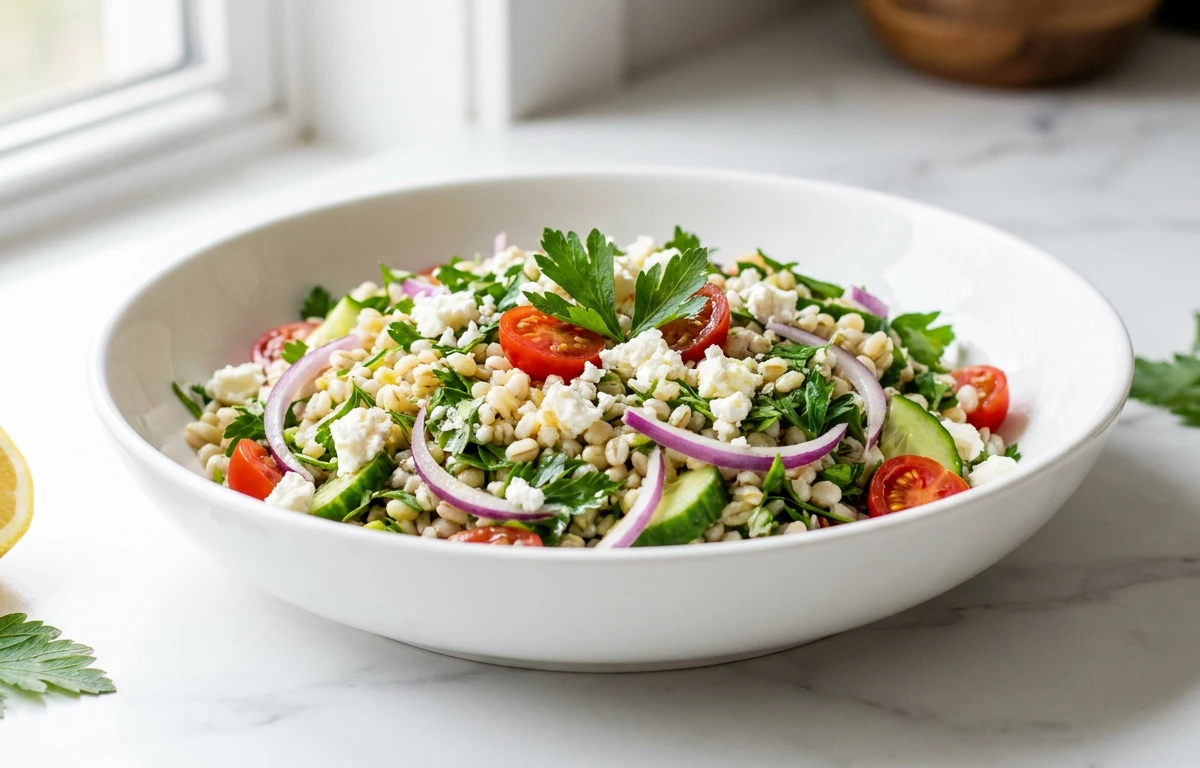 Lemony Barley Salad with Feta