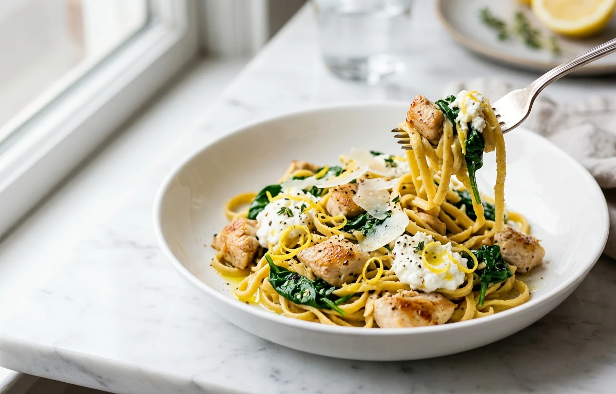 Lemony Ricotta & Chicken Pasta