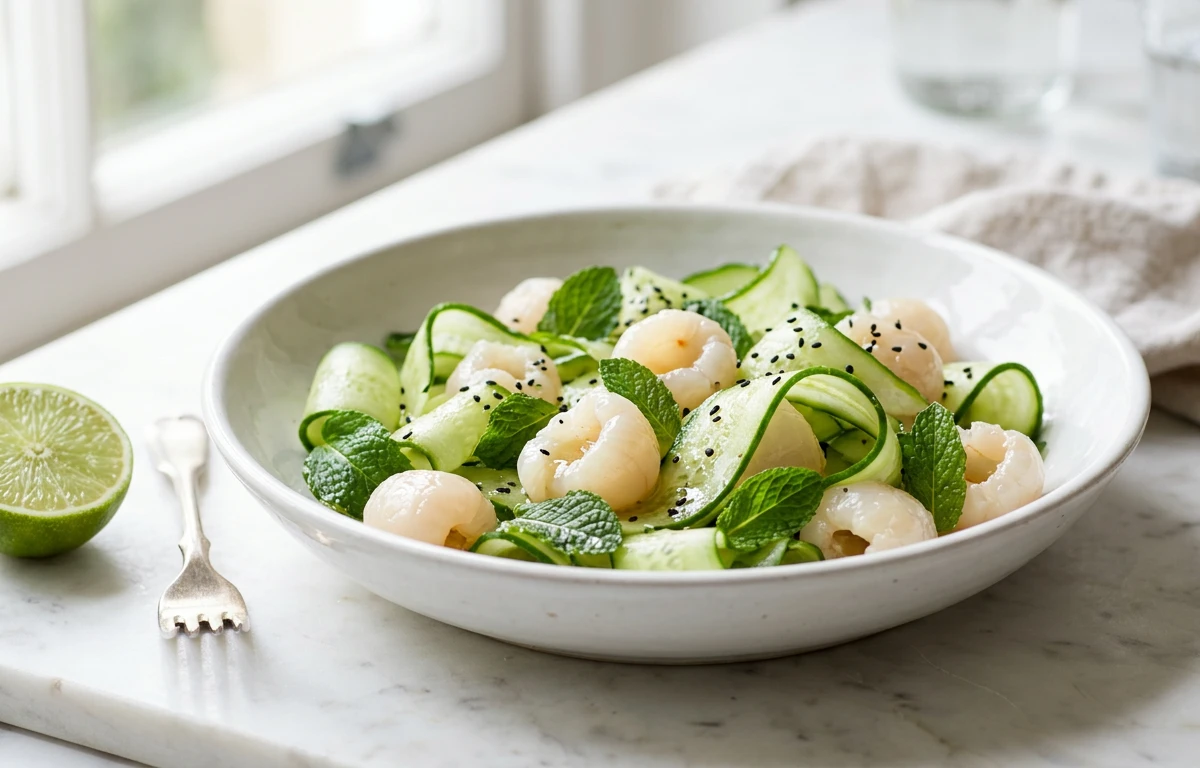 Litchi, Cucumber & Mint Salad
