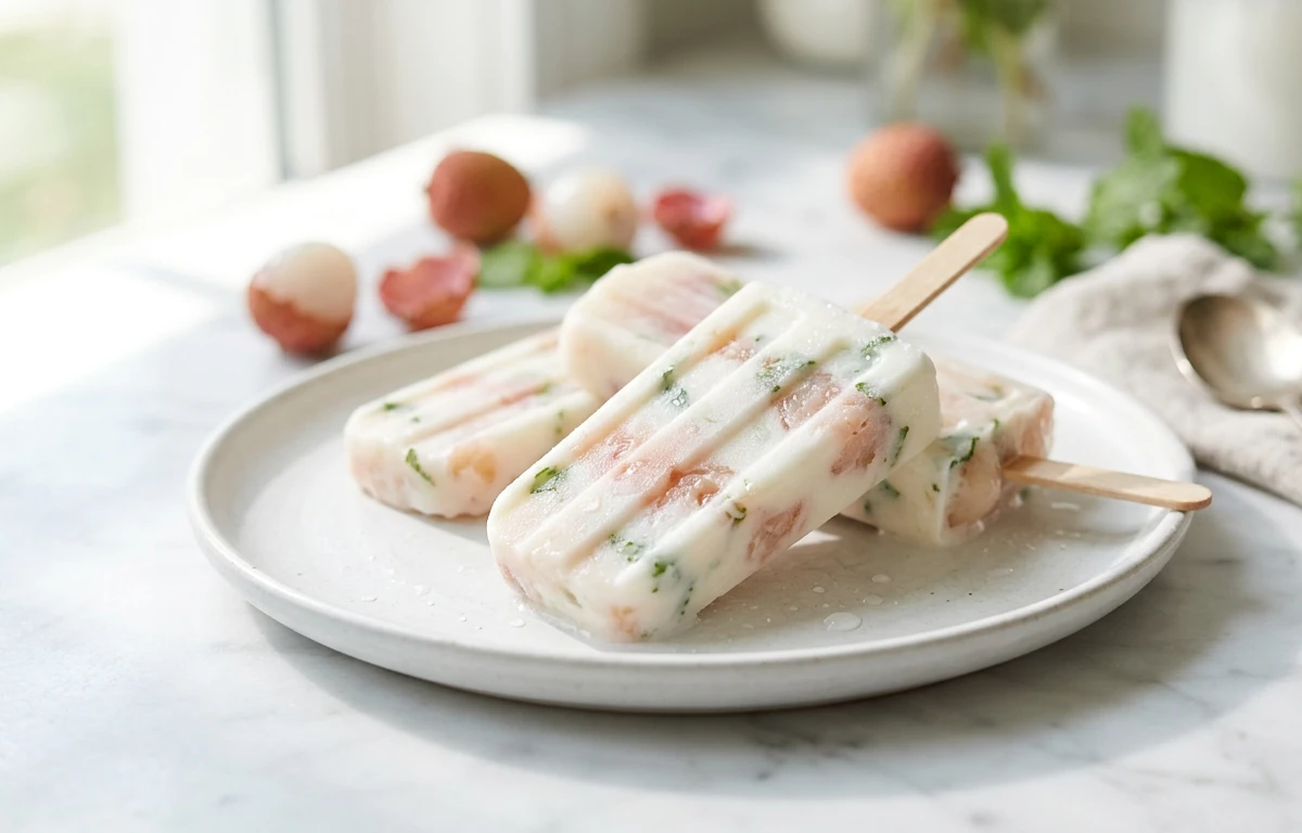 Litchi, Mint & Yogurt Popsicles