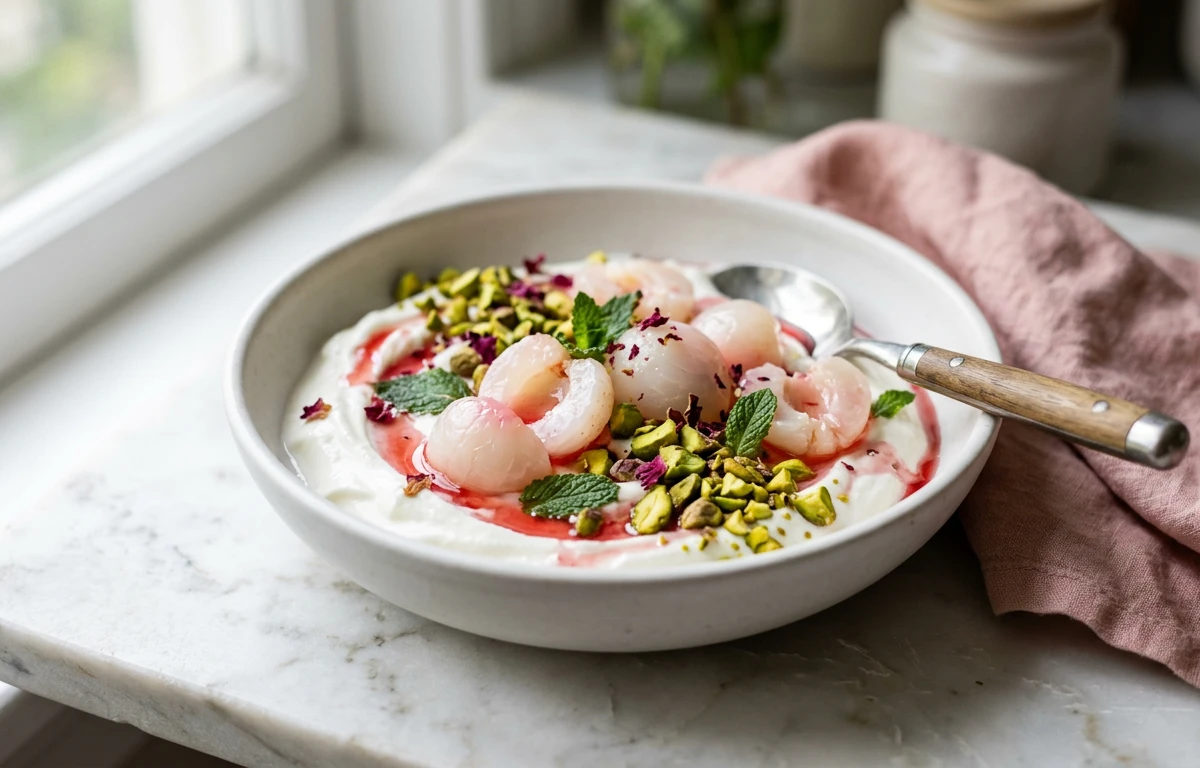 Litchi & Pistachio Yogurt Bowl