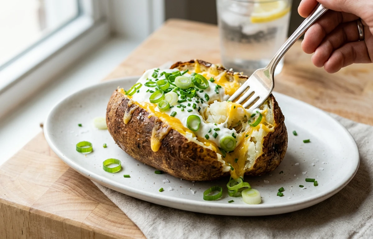 Loaded Baked Potato with Scallion Greens