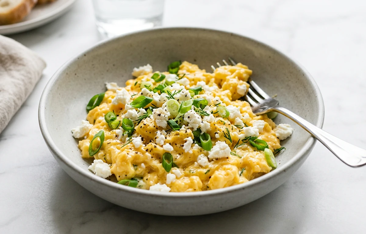 Loaded Scrambled Eggs with Feta & Scallions
