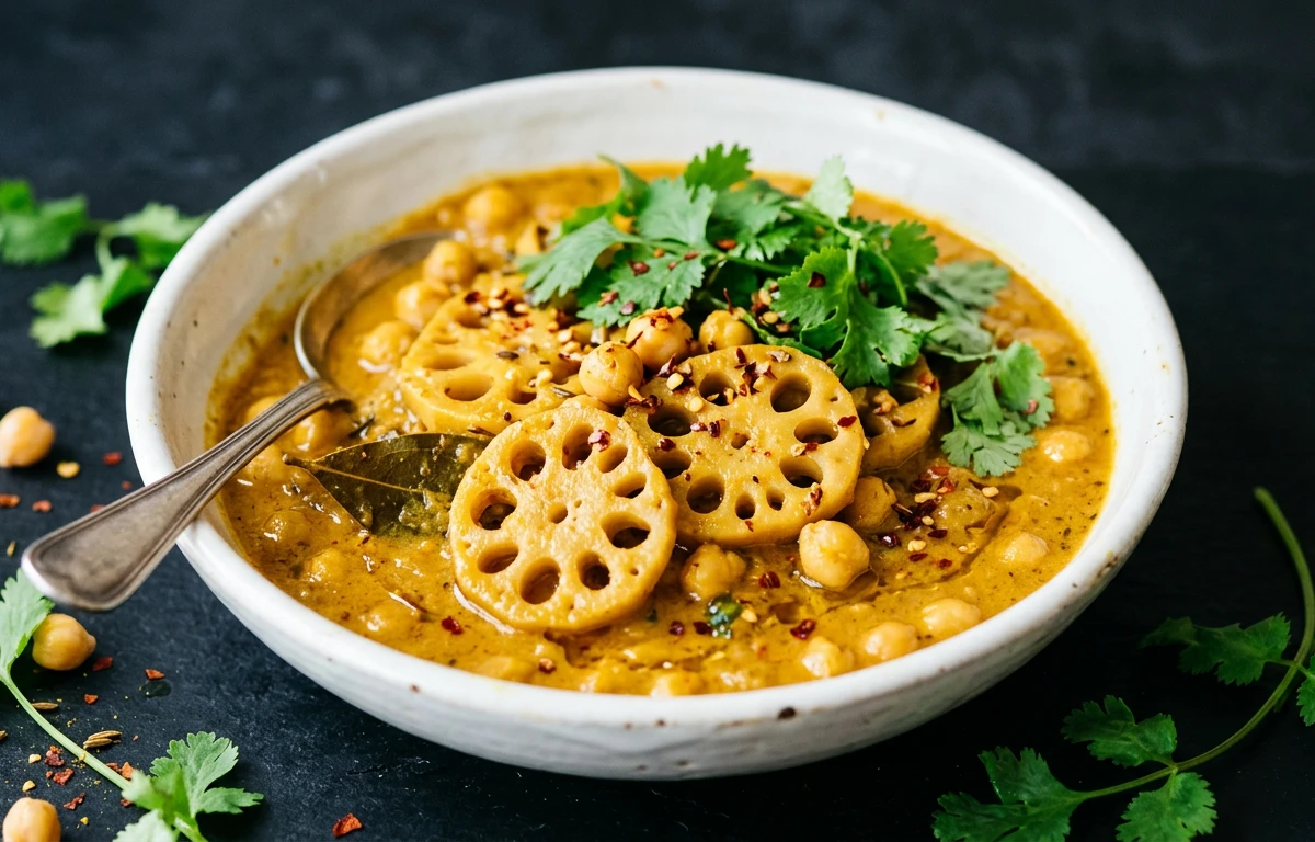 Lotus Stem & Chickpea Curry