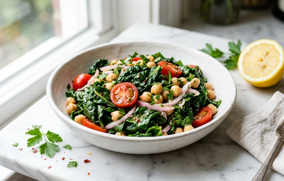 Massaged Chard & Chickpea Salad